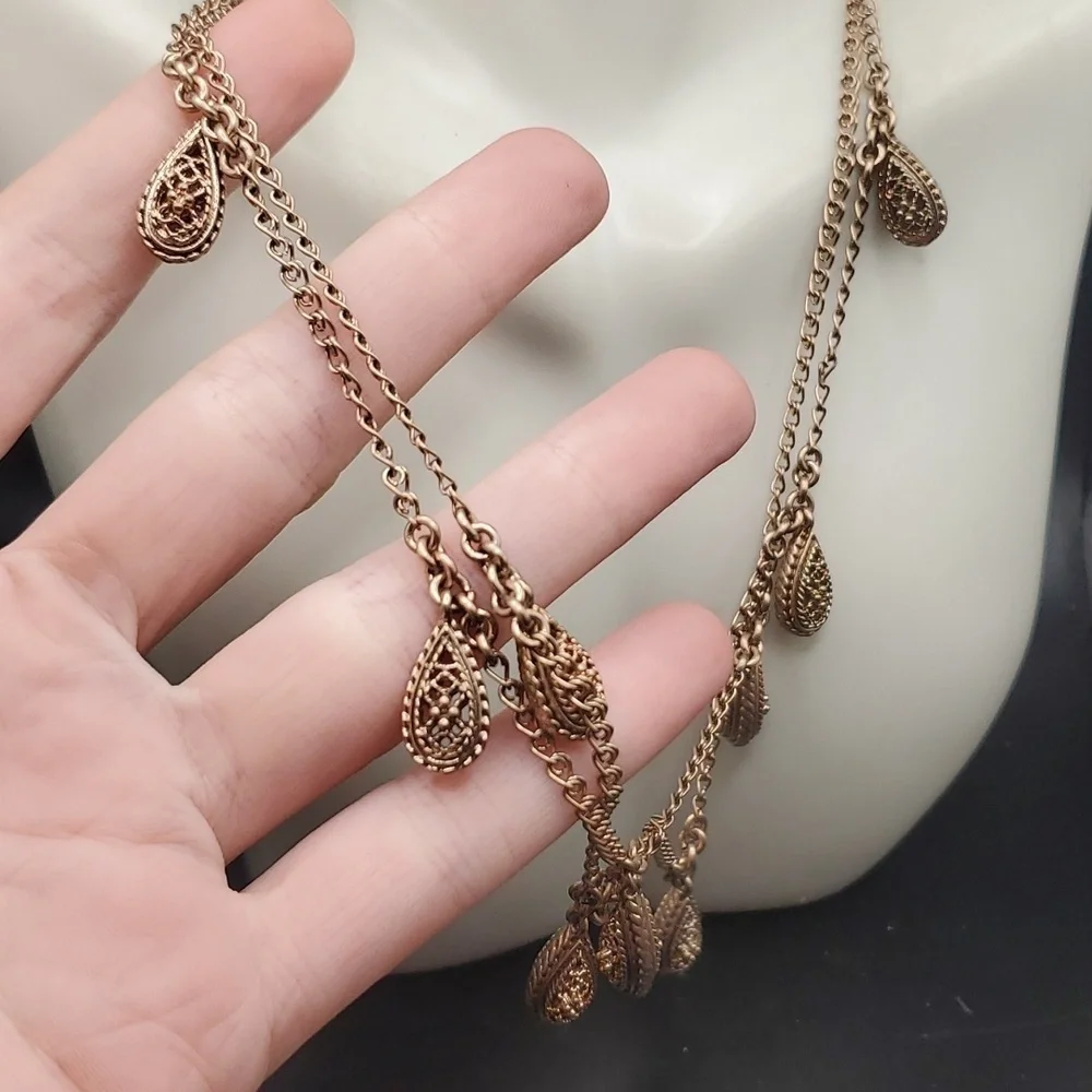 Morrocan vintage liz claiborne rare pendulum orb necklace N2905